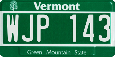 VT license plate WJP143
