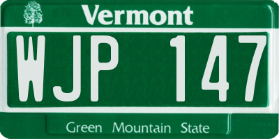VT license plate WJP147