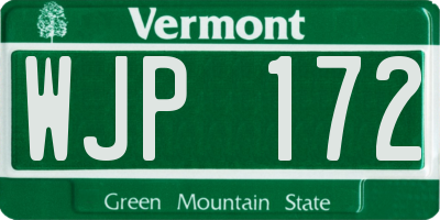 VT license plate WJP172