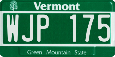 VT license plate WJP175