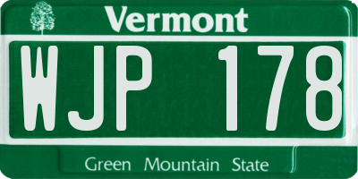 VT license plate WJP178