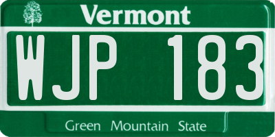 VT license plate WJP183
