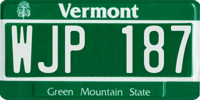 VT license plate WJP187