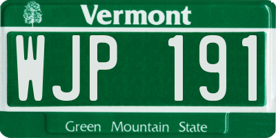 VT license plate WJP191