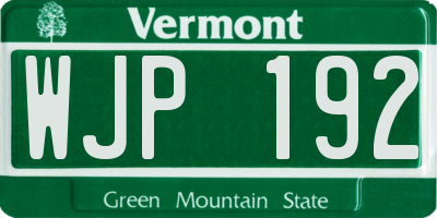 VT license plate WJP192