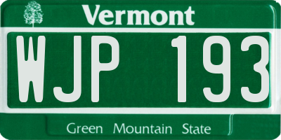 VT license plate WJP193