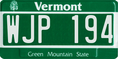 VT license plate WJP194