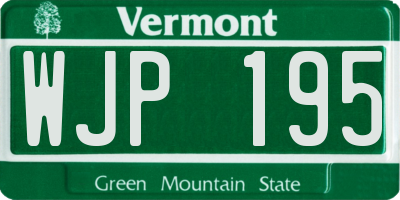 VT license plate WJP195