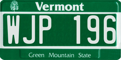 VT license plate WJP196