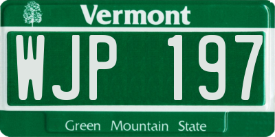 VT license plate WJP197