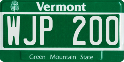 VT license plate WJP200