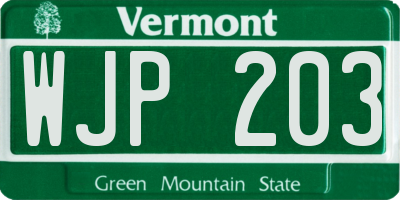 VT license plate WJP203