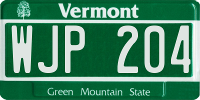 VT license plate WJP204