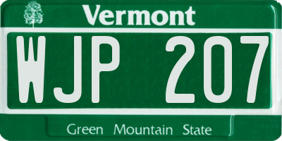 VT license plate WJP207