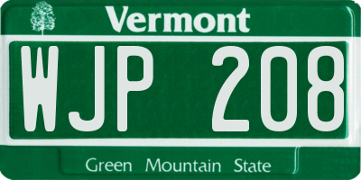 VT license plate WJP208