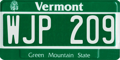 VT license plate WJP209