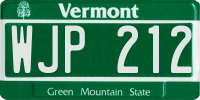 VT license plate WJP212