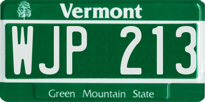 VT license plate WJP213