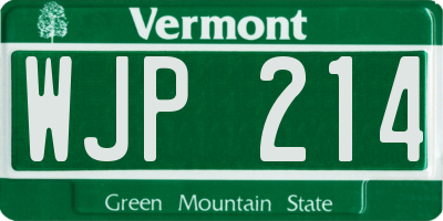 VT license plate WJP214