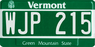 VT license plate WJP215