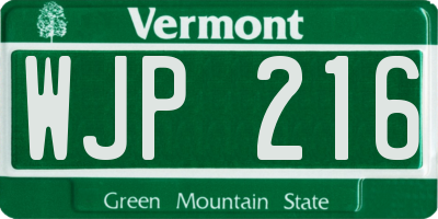 VT license plate WJP216