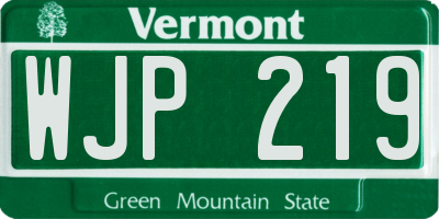 VT license plate WJP219