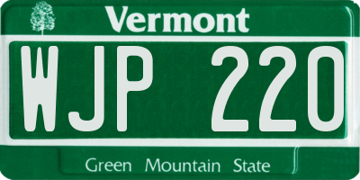 VT license plate WJP220