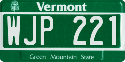 VT license plate WJP221