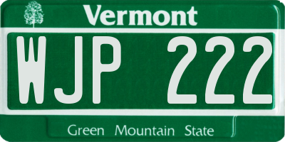 VT license plate WJP222