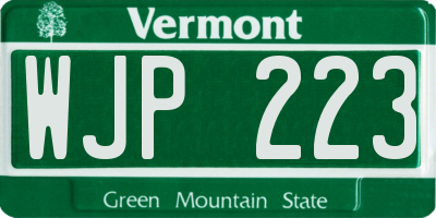 VT license plate WJP223