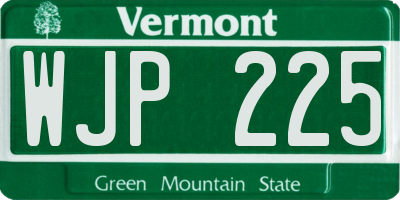 VT license plate WJP225