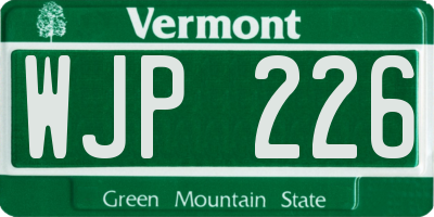 VT license plate WJP226