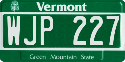 VT license plate WJP227