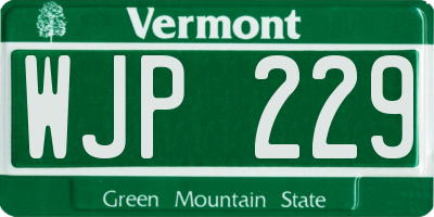 VT license plate WJP229