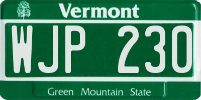 VT license plate WJP230