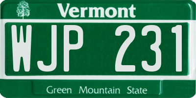 VT license plate WJP231
