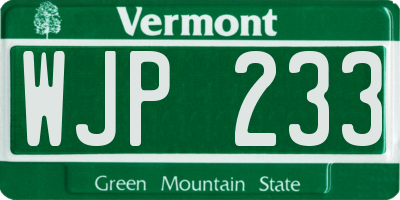 VT license plate WJP233