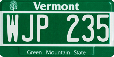 VT license plate WJP235