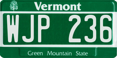 VT license plate WJP236