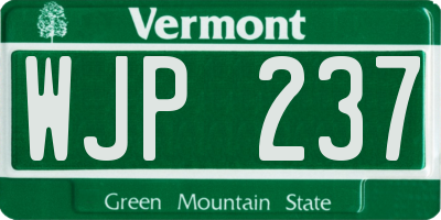 VT license plate WJP237