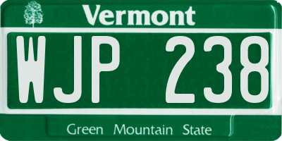 VT license plate WJP238