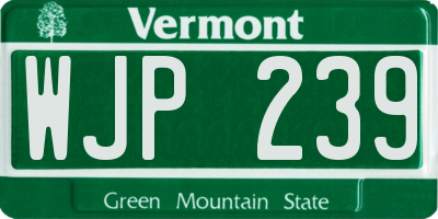 VT license plate WJP239