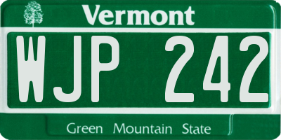 VT license plate WJP242
