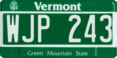 VT license plate WJP243