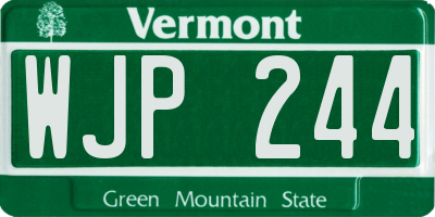 VT license plate WJP244