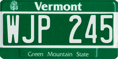 VT license plate WJP245