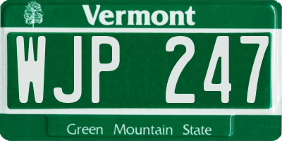 VT license plate WJP247