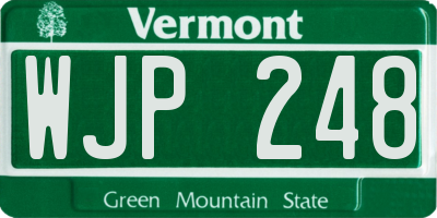 VT license plate WJP248