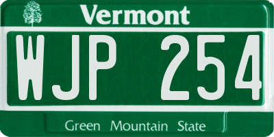 VT license plate WJP254