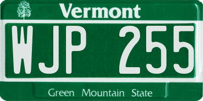 VT license plate WJP255